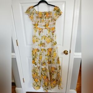 Magazine Floral Smocked Maxi Dress Ruffled Y2K Cottage Fairy Whimsical Boho